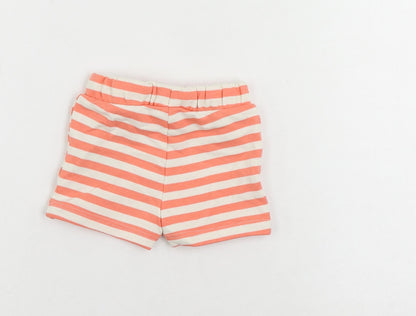 Marks and Spencer Baby Pink Striped Cotton Cropped Trousers Size 0-3 Months Drawstring