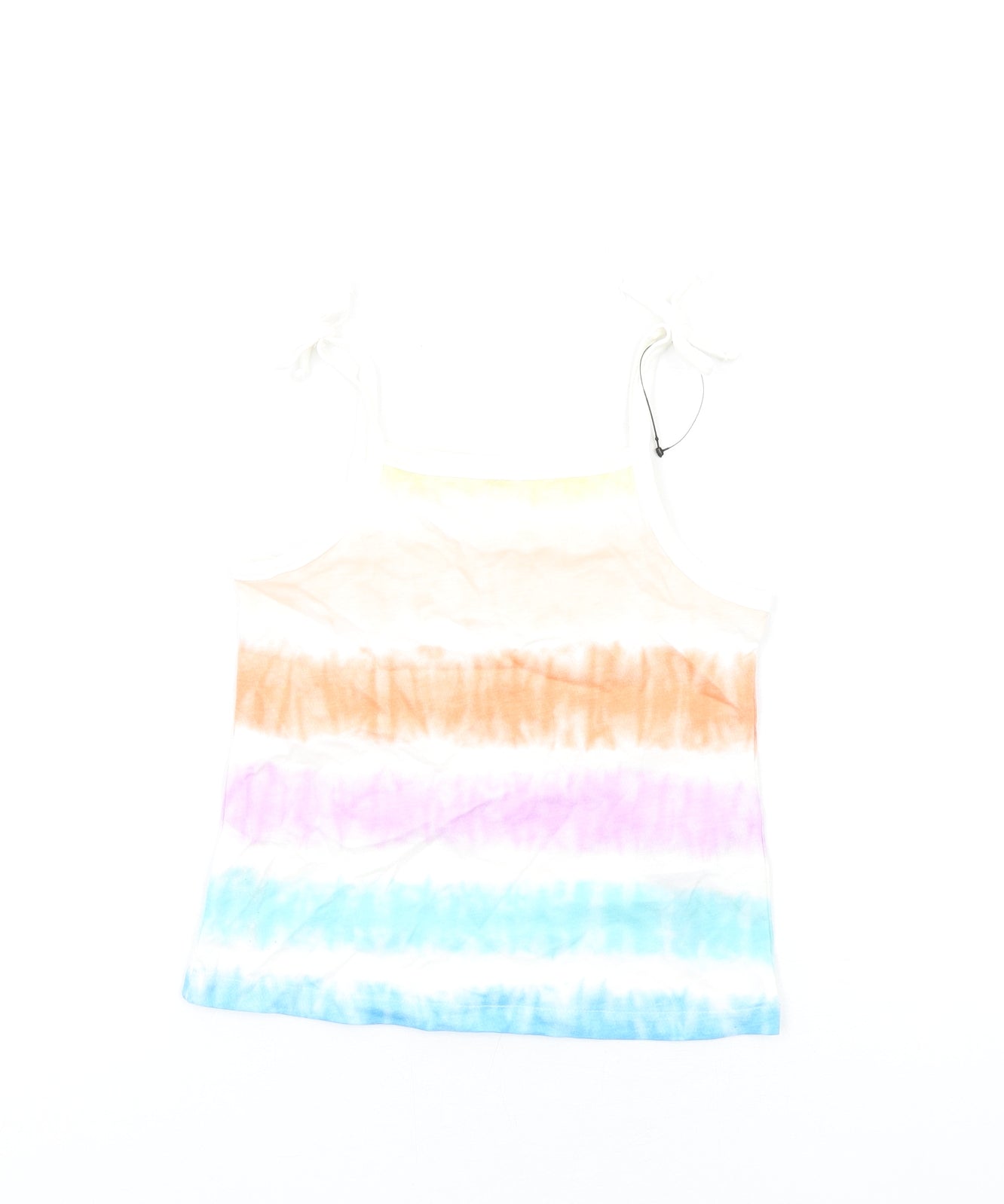 Marks and Spencer Girls Multicoloured Geometric Cotton Basic Tank Size 3-4 Years Square Neck Pullover