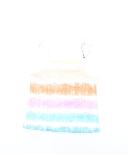 Marks and Spencer Girls Multicoloured Geometric Cotton Basic Tank Size 3-4 Years Square Neck Pullover