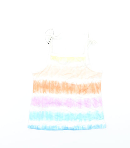 Marks and Spencer Girls Multicoloured Geometric Cotton Basic Tank Size 3-4 Years Square Neck Pullover