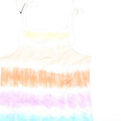 Marks and Spencer Girls Multicoloured Geometric Cotton Basic Tank Size 3-4 Years Square Neck Pullover