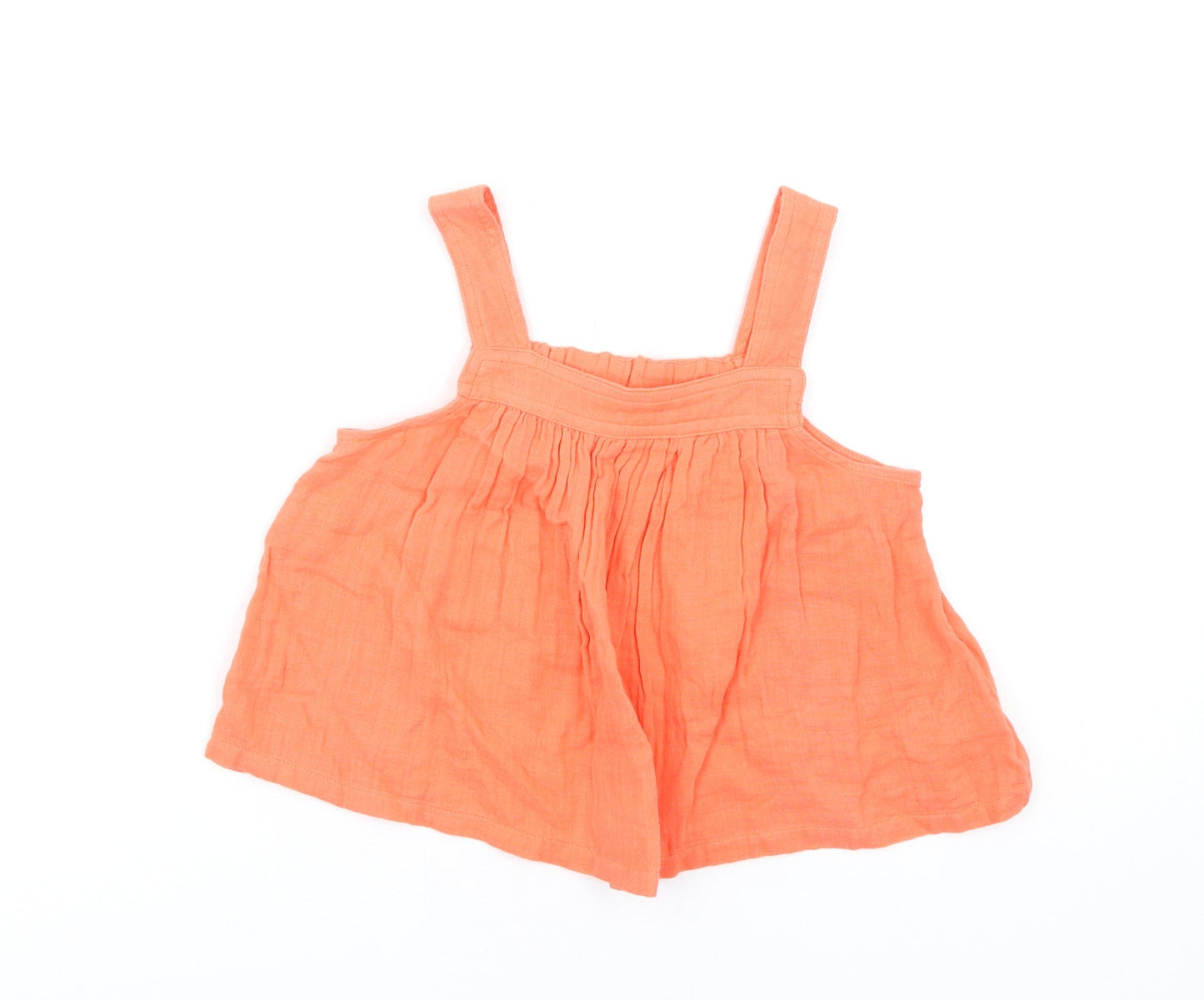 Marks and Spencer Girls Orange Cotton Basic Tank Size 8-9 Years Square Neck Pullover
