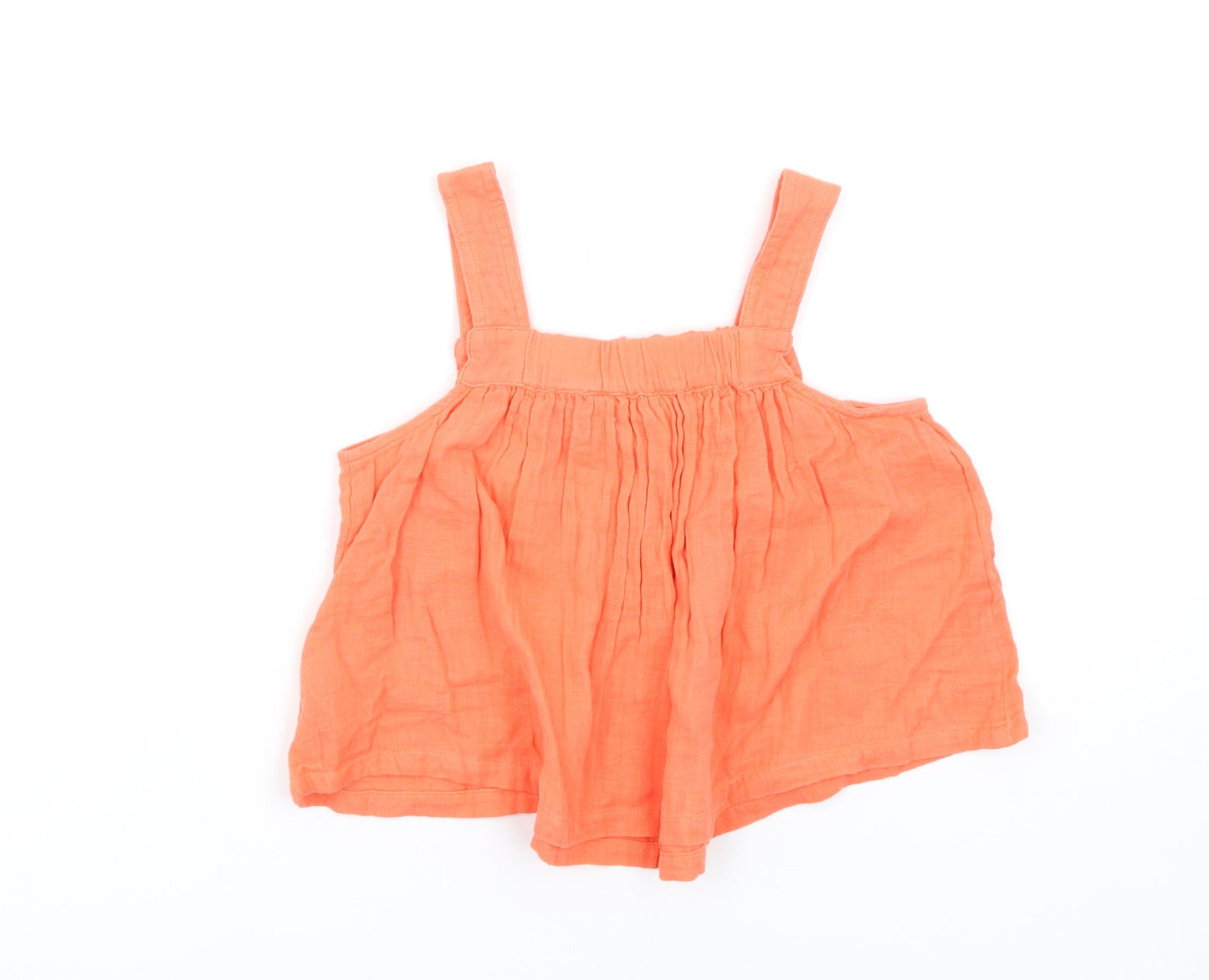 Marks and Spencer Girls Orange Cotton Basic Tank Size 8-9 Years Square Neck Pullover