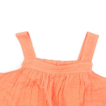 Marks and Spencer Girls Orange Cotton Basic Tank Size 8-9 Years Square Neck Pullover