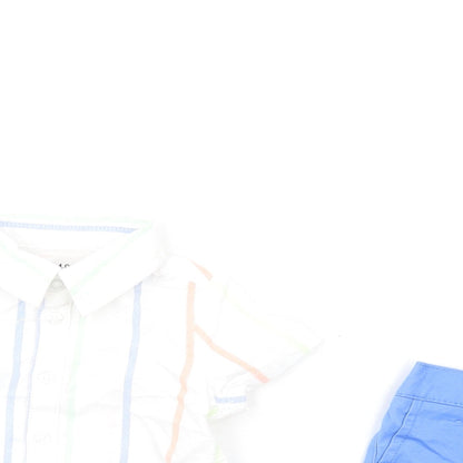 Marks and Spencer Boys Multicoloured Striped Cotton Shorts Set Outfit/Set Size 0-3 Months Button
