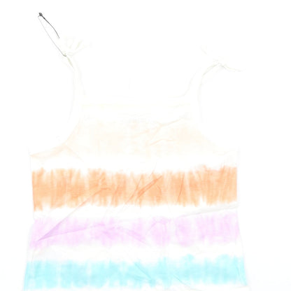 Marks and Spencer Girls Multicoloured Geometric Cotton Basic Tank Size 3-4 Years Square Neck Pullover