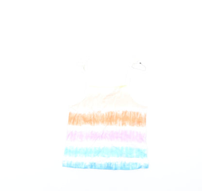 Marks and Spencer Girls Multicoloured Geometric Cotton Basic Tank Size 3-4 Years Square Neck Pullover