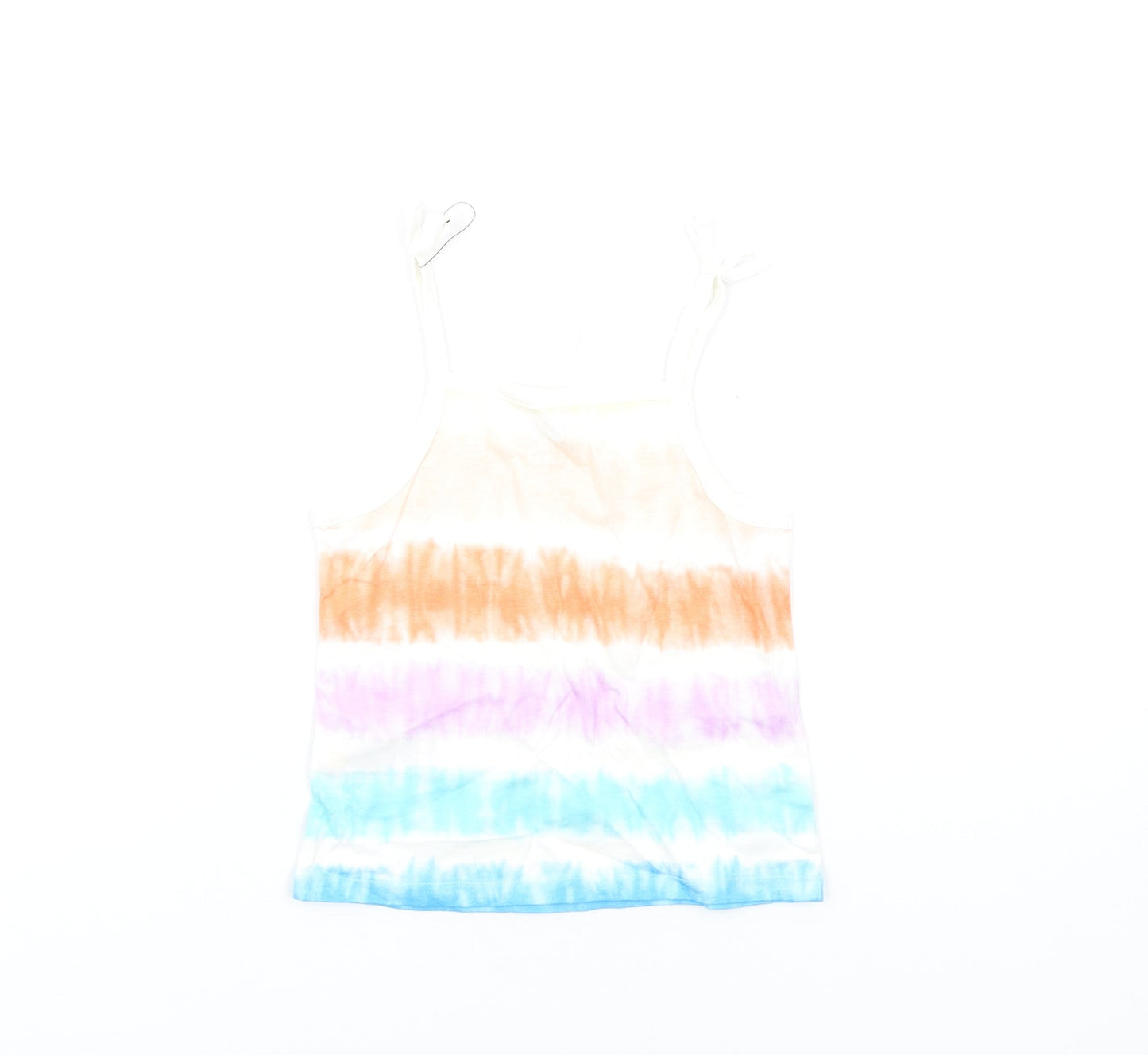 Marks and Spencer Girls Multicoloured Geometric Cotton Basic Tank Size 3-4 Years Square Neck Pullover
