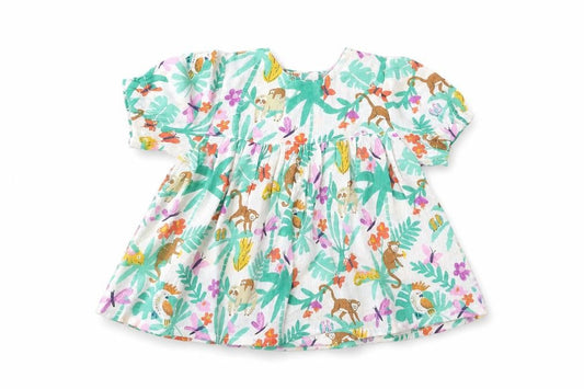Marks and Spencer Girls Multicoloured Geometric Cotton Fit & Flare Size 6-9 Months Round Neck Button