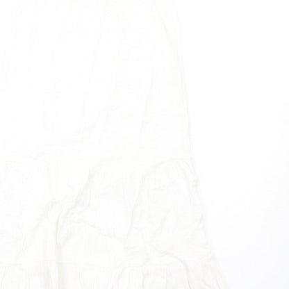 Marks and Spencer Girls White Cotton Trapeze & Swing Size 8-9 Years Round Neck Pullover