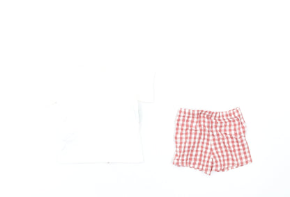 Marks and Spencer Baby Multicoloured Check Cotton Shorts Set Outfit/Set Size 0-3 Months Pullover