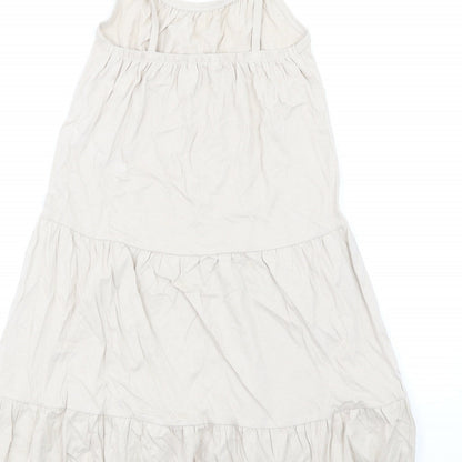 Marks and Spencer Girls Beige Cotton Trapeze & Swing Size 6-7 Years Round Neck Pullover