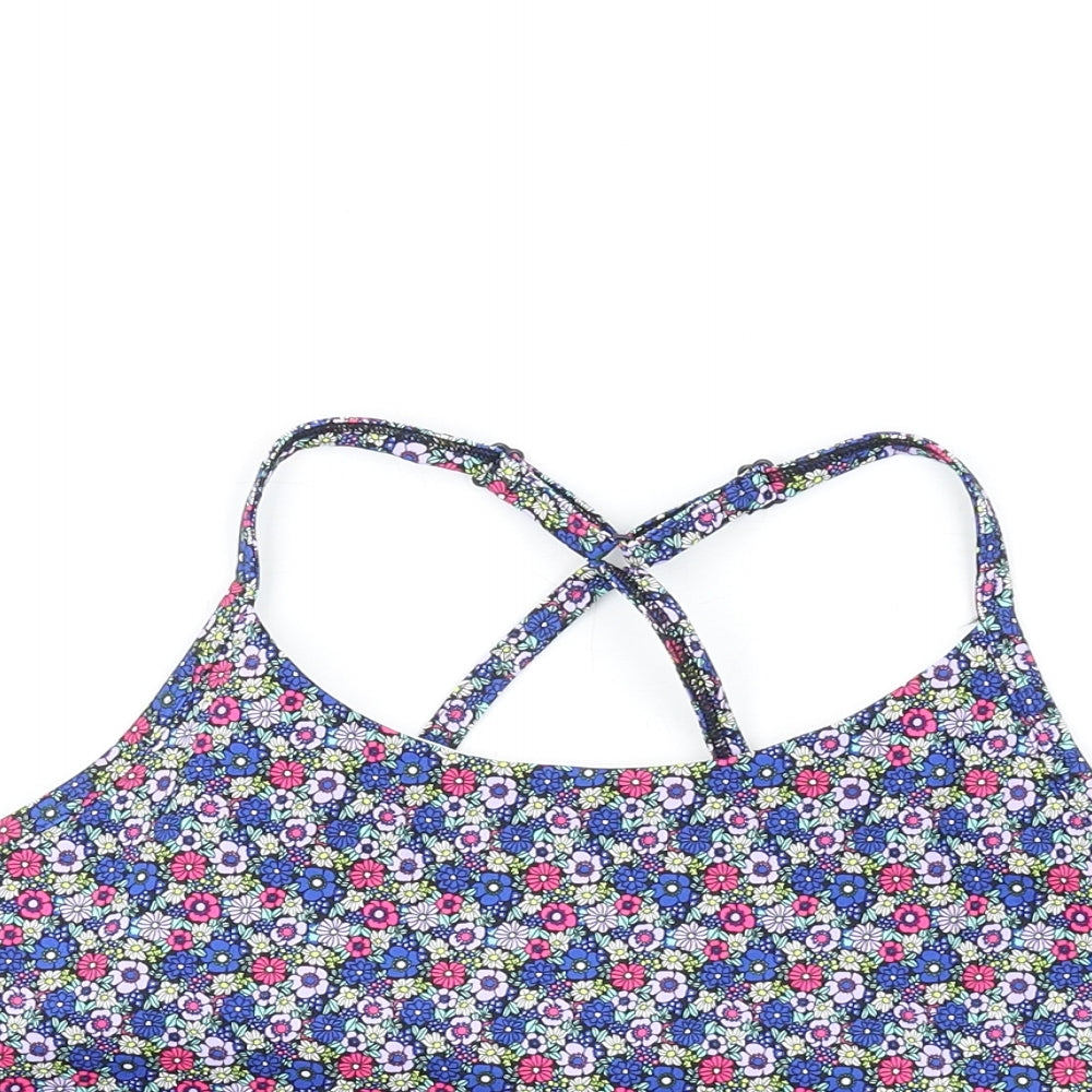GOODMOVE Womens Multicoloured Floral Polyacrylate Fibre Camisole Tank Size 8 Round Neck Pullover