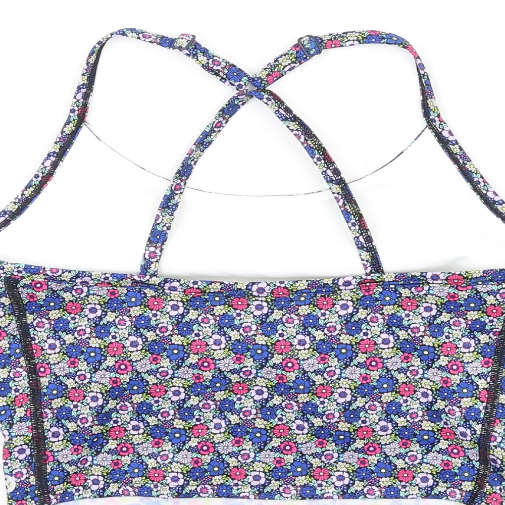 GOODMOVE Womens Multicoloured Floral Polyacrylate Fibre Camisole Tank Size 8 Round Neck Pullover