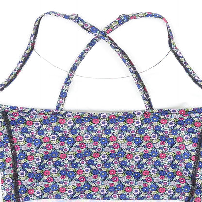 GOODMOVE Womens Multicoloured Floral Polyacrylate Fibre Camisole Tank Size 8 Round Neck Pullover