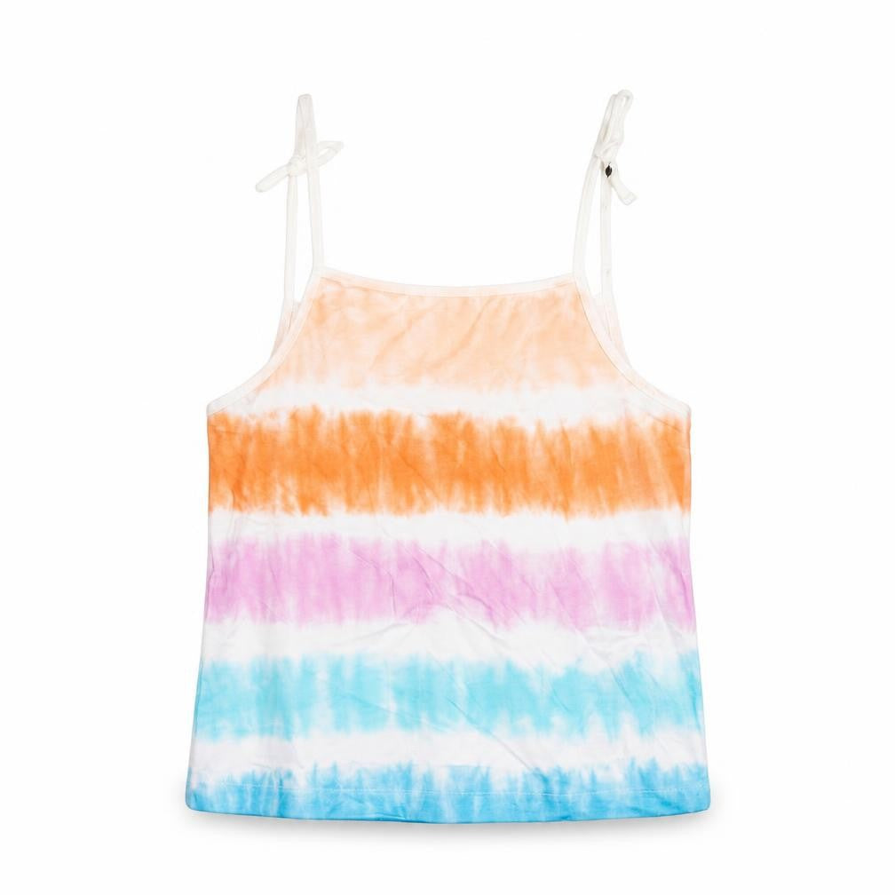 Front view of Marks & Spencer girls’ multicoloured geometric cotton basic tank, size 3-4, years square neck pullover