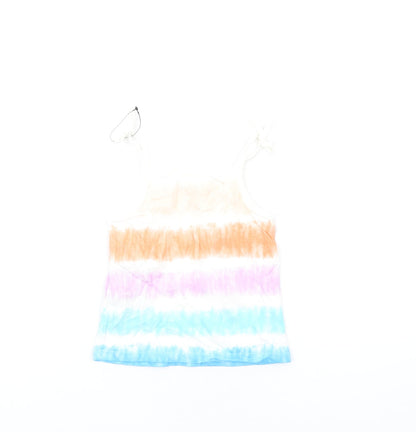 Marks and Spencer Girls Multicoloured Geometric Cotton Basic Tank Size 3-4 Years Square Neck Pullover