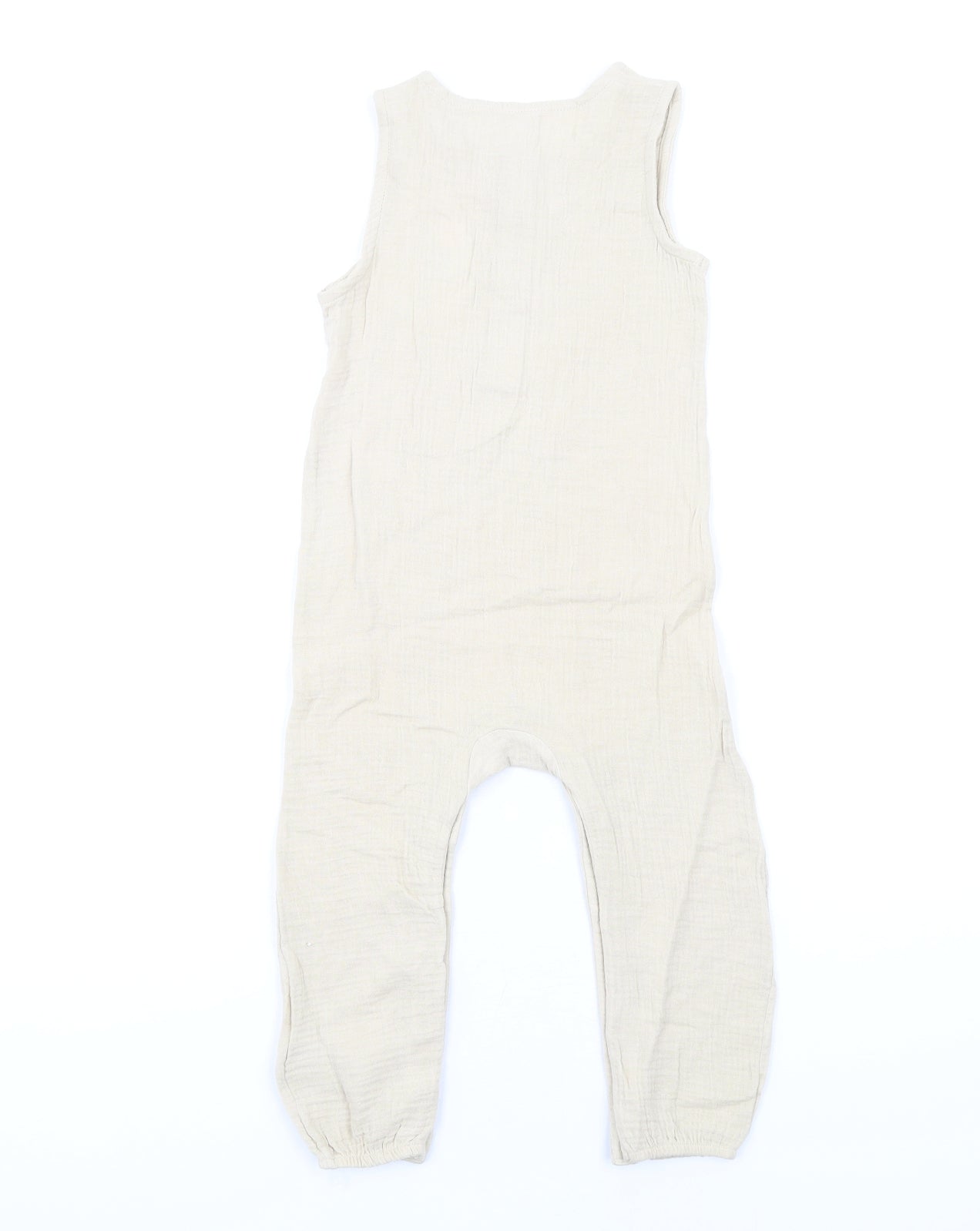 Marks and Spencer Girls Beige Cotton Romper One-Piece Size 2-3 Years L13 in Snap