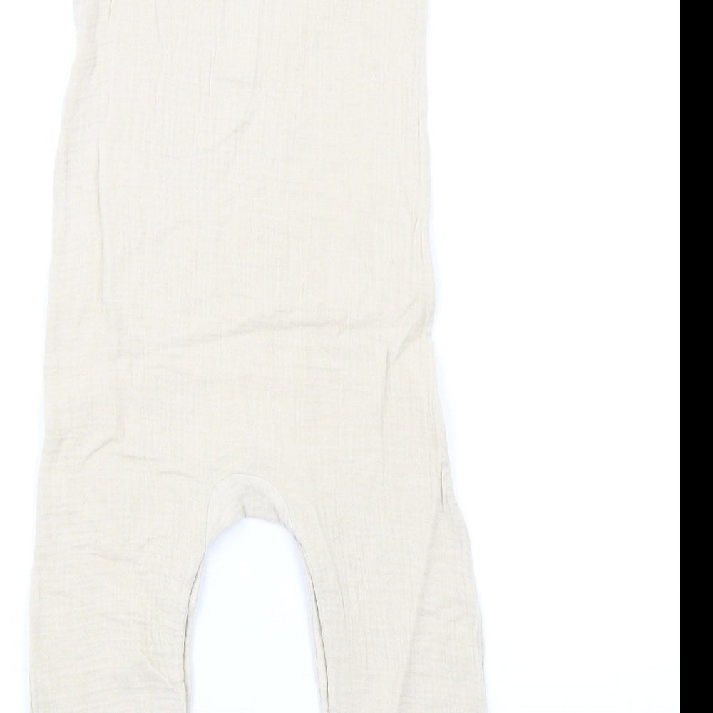Marks and Spencer Girls Beige Cotton Romper One-Piece Size 2-3 Years L13 in Snap