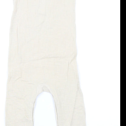 Marks and Spencer Girls Beige Cotton Romper One-Piece Size 2-3 Years L13 in Snap