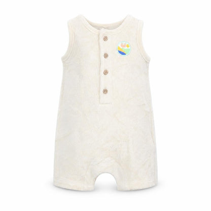 Marks and Spencer Baby Beige Cotton Romper One-Piece Size 0-3 Months Button