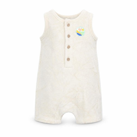 Marks and Spencer Baby Beige Cotton Romper One-Piece Size 0-3 Months Button