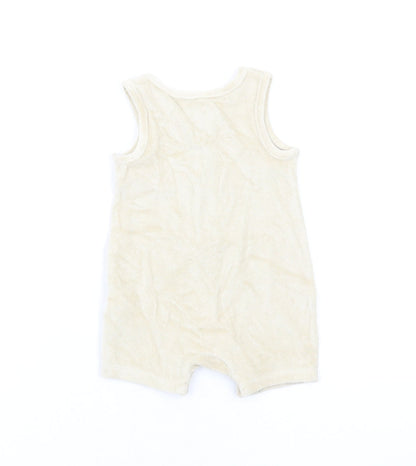 Marks and Spencer Baby Beige Cotton Romper One-Piece Size 0-3 Months Button