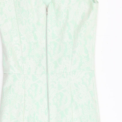 Red Herring Womens Green Polyester Shift Size 8 Boat Neck Zip