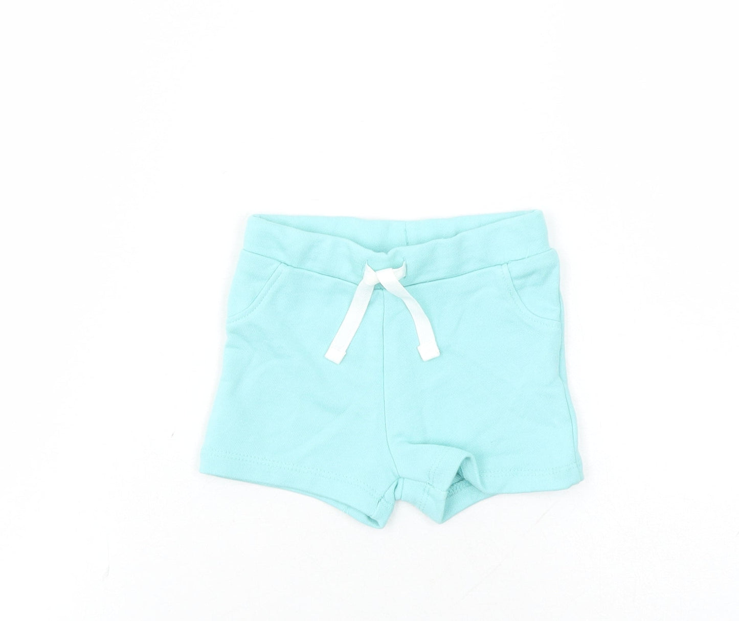 Marks and Spencer Baby Blue Cotton Capri Trousers Size 3-6 Months Drawstring - Elasticated Waist