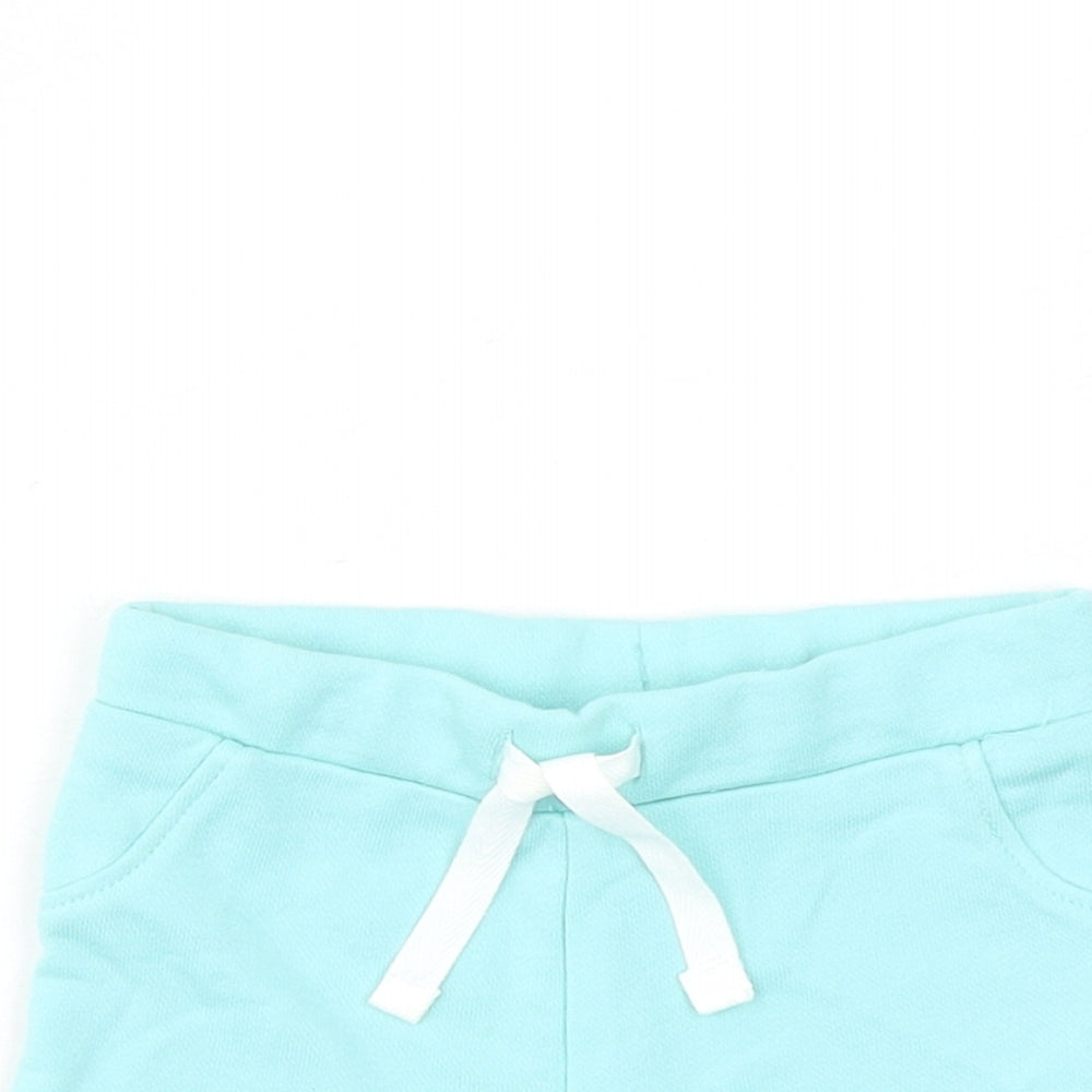 Marks and Spencer Baby Blue Cotton Capri Trousers Size 3-6 Months Drawstring - Elasticated Waist