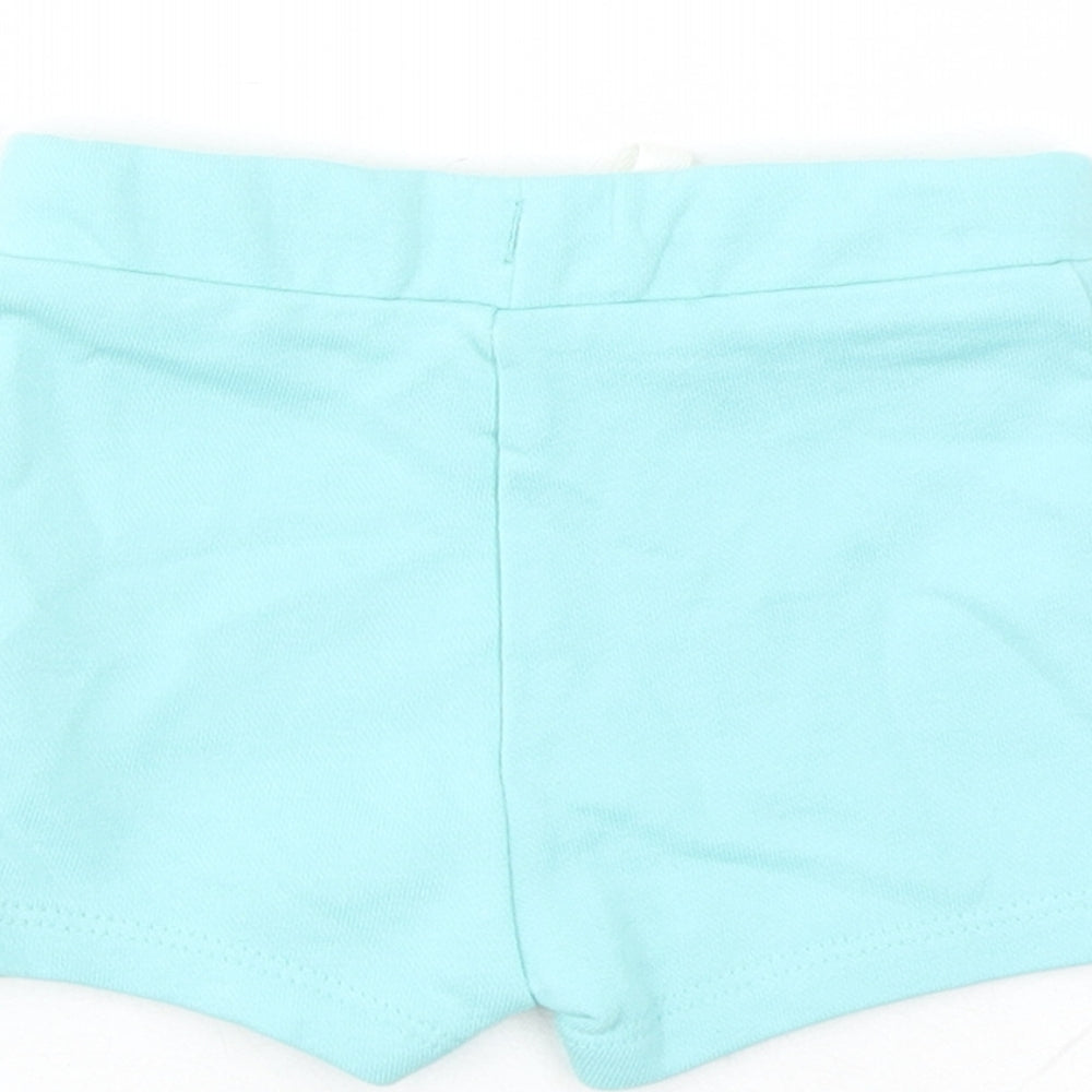 Marks and Spencer Baby Blue Cotton Capri Trousers Size 3-6 Months Drawstring - Elasticated Waist