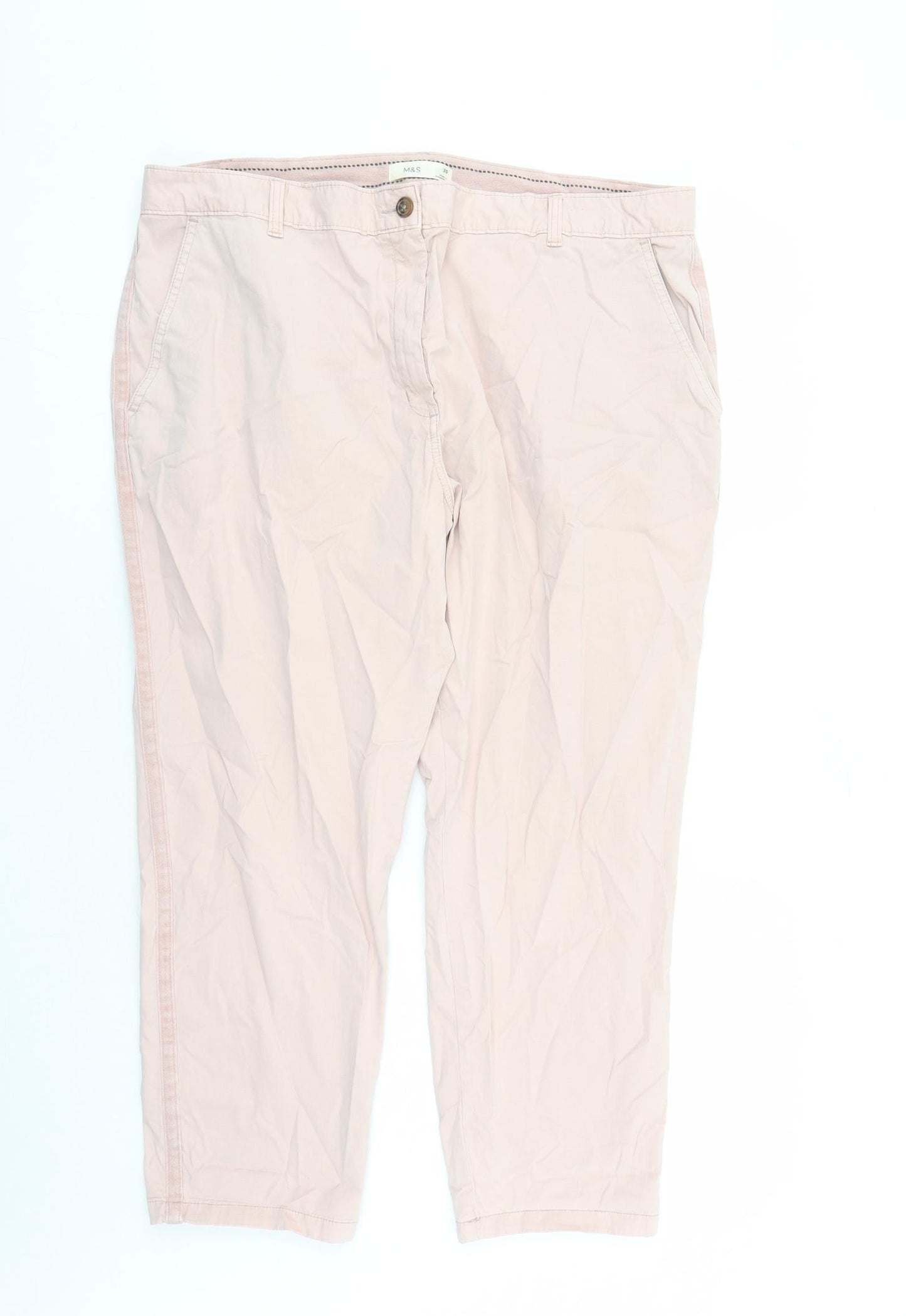 Womens UK Size 20 Marks and Spencer Regular Fit Chino Pink Trousers