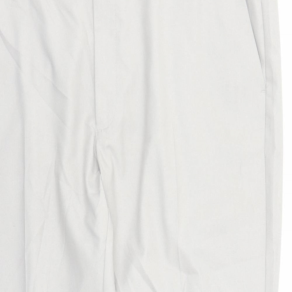 Marks and Spencer Mens Grey Polyester Trousers Size 44 in L28 in Regular Zip - Pockets Short Leg