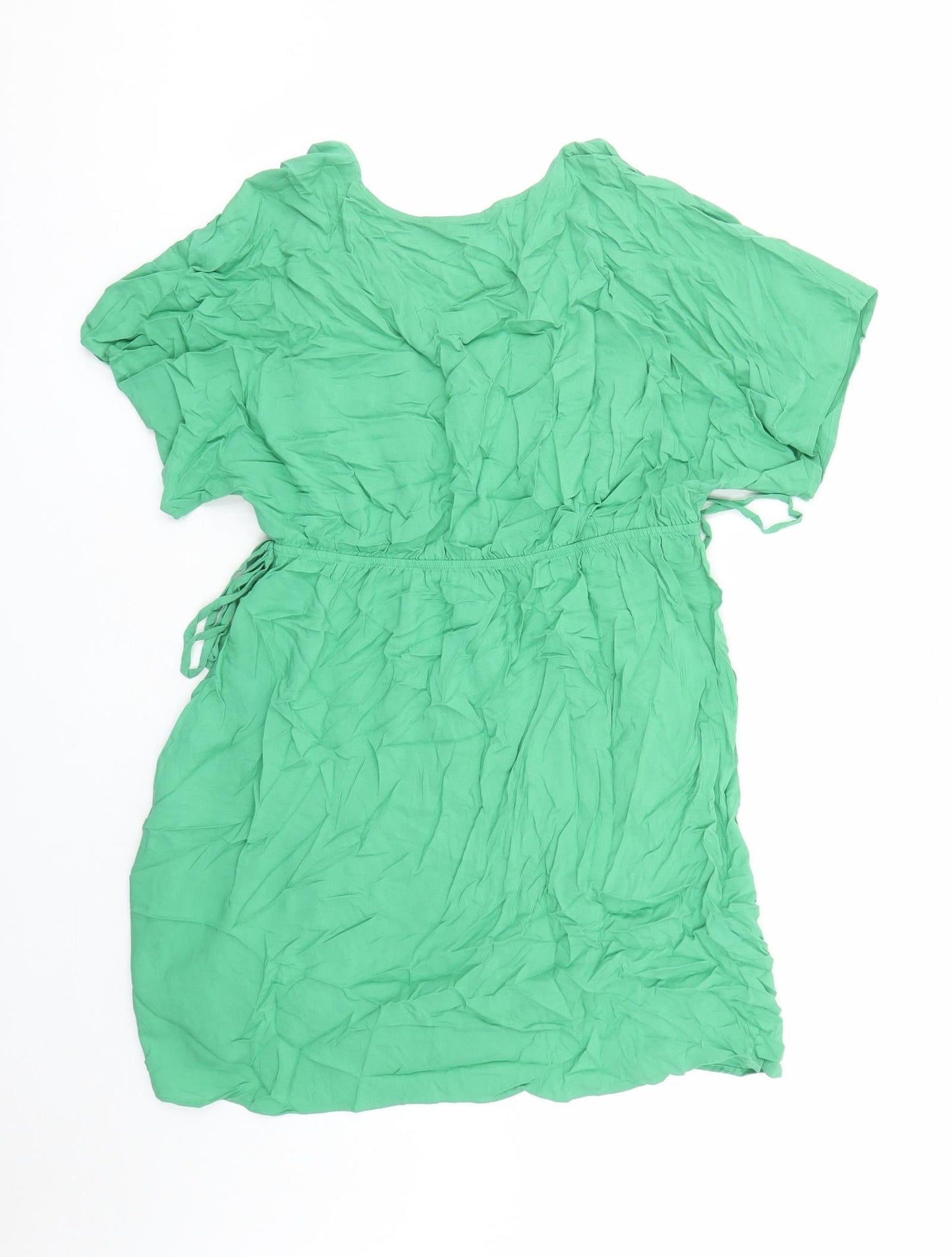 Marks and Spencer Womens Green Viscose A-Line Size 14 V-Neck Pullover - Elasticated Waist