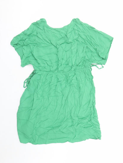 Marks and Spencer Womens Green Viscose A-Line Size 14 V-Neck Pullover - Elasticated Waist