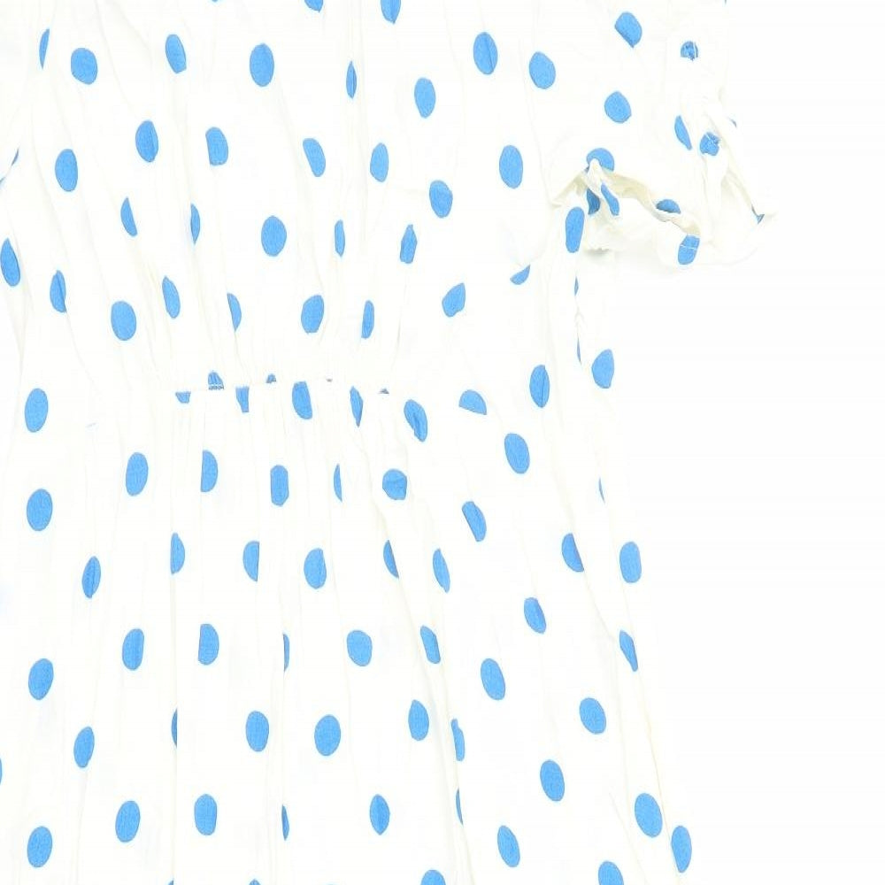 Marks and Spencer Womens Ivory Polka Dot Viscose Maxi Size 16 Round Neck Zip
