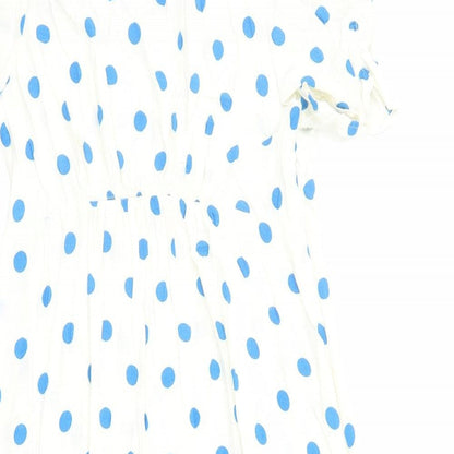 Marks and Spencer Womens Ivory Polka Dot Viscose Maxi Size 16 Round Neck Zip