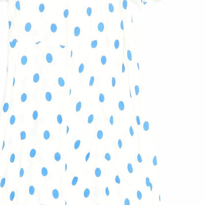 Marks and Spencer Womens Ivory Polka Dot Viscose Maxi Size 16 Round Neck Zip