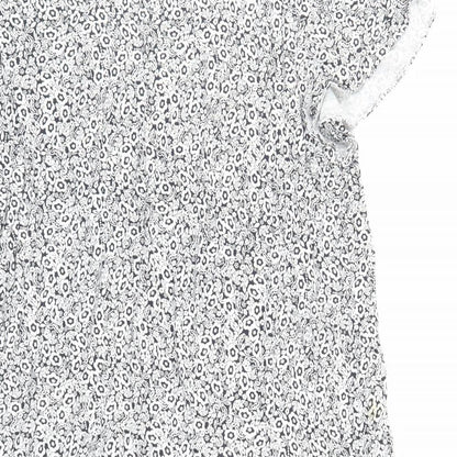 Marks and Spencer Womens Blue Floral Viscose A-Line Size 20 Round Neck Pullover - Keyhole Neckline