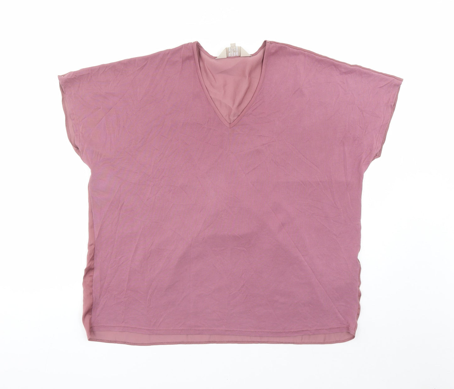 Kley Womens Pink Modal Basic T-Shirt Size S V-Neck