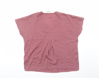 Kley Womens Pink Modal Basic T-Shirt Size S V-Neck