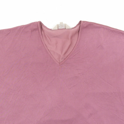 Kley Womens Pink Modal Basic T-Shirt Size S V-Neck
