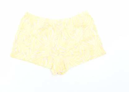 Marks and Spencer Womens Yellow Geometric 100% Cotton Top Sleep Shorts Size M - Elasticated Waist