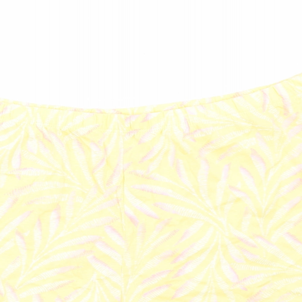 Marks and Spencer Womens Yellow Geometric 100% Cotton Top Sleep Shorts Size M - Elasticated Waist
