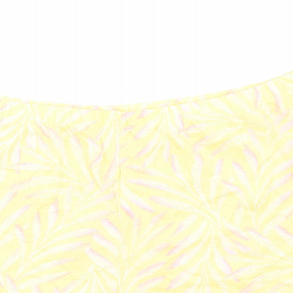Marks and Spencer Womens Yellow Geometric 100% Cotton Top Sleep Shorts Size M - Elasticated Waist