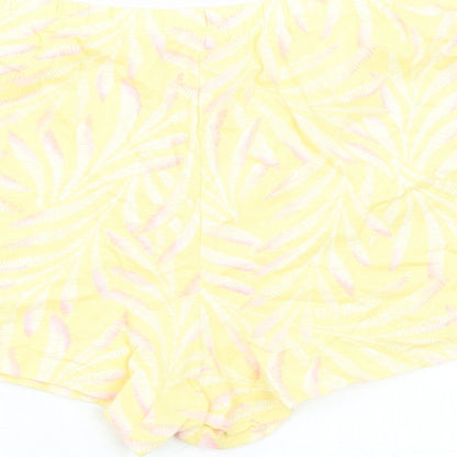 Marks and Spencer Womens Yellow Geometric 100% Cotton Top Sleep Shorts Size M - Elasticated Waist