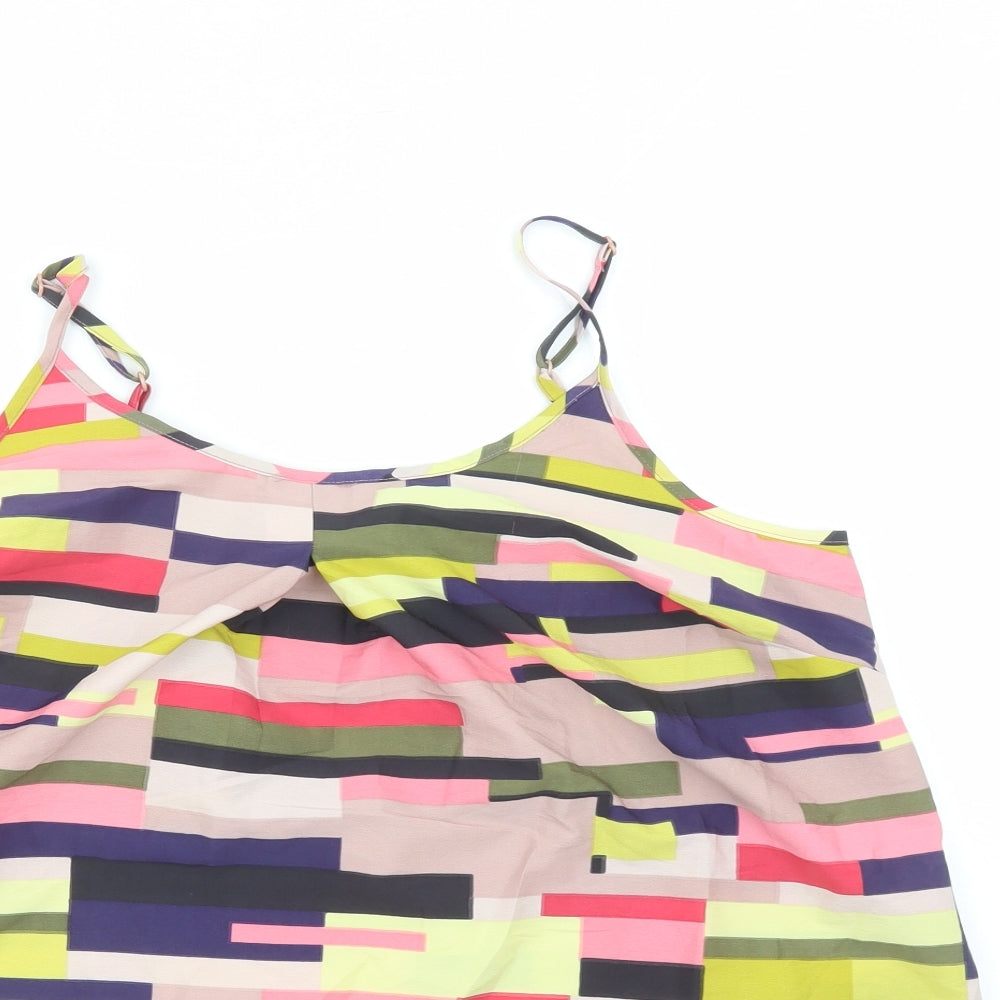 Capsule Womens Multicoloured Geometric Polyester Camisole Tank Size 14 Round Neck