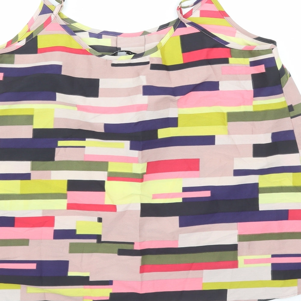 Capsule Womens Multicoloured Geometric Polyester Camisole Tank Size 14 Round Neck