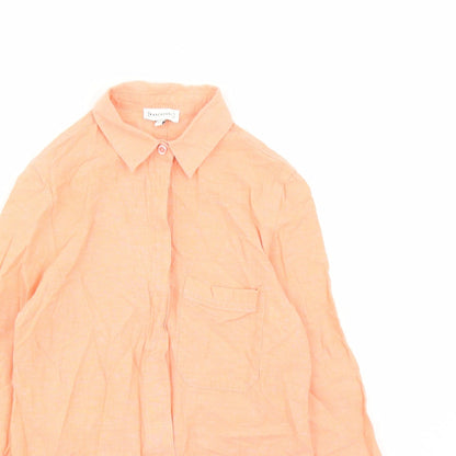 Womens UK Size 8 Warehouse Orange Basic Button-Up