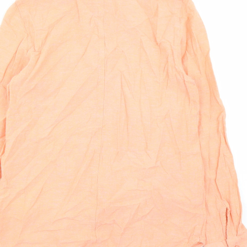 Womens UK Size 8 Warehouse Orange Basic Button-Up